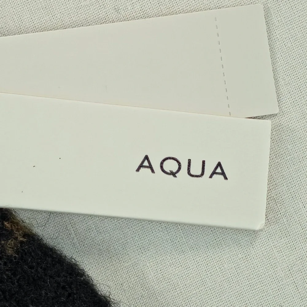 AQUA Women Knit Gloves O/S Black/Brown Leopard Print Cuff Cozy Chic Winter NWT